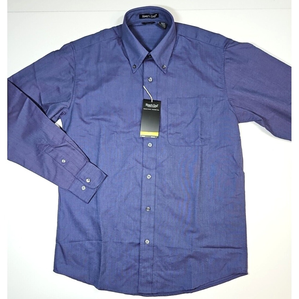 River's End Men's Blue Long Sleeve Button Down Dress Shirt Size Small NWT